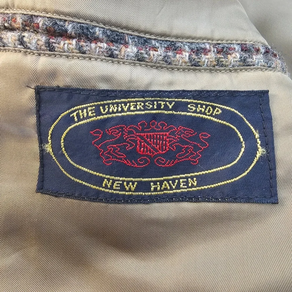 Vintage 90s University Shop New Haven Wool Tweed Blazer 42L Ivy League Preppy
